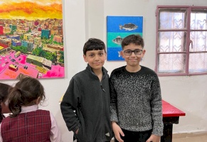 زيارة أطفال مدرسة الفنون البصرية (5 الى 11) لمعرض الفنان علاء البابا 