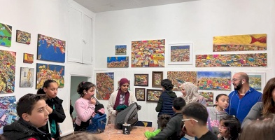 زيارة أطفال مدرسة الفنون البصرية (5 الى 11) لمعرض الفنان علاء البابا 