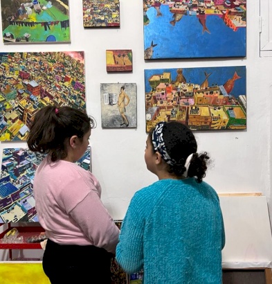 زيارة أطفال مدرسة الفنون البصرية (5 الى 11) لمعرض الفنان علاء البابا 